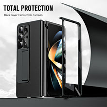 Load image into Gallery viewer, Leather Galaxy Z Fold5 Case with Front Screen Protector With Hidden Kick-Stand