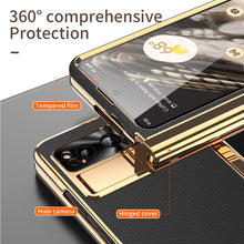 Lade das Bild in den Galerie-Viewer, Ultra-Thin Leather Google Pixel Fold shell anti-fall all-inclusive Case double pen slot hinge With Stylus