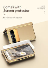 Lade das Bild in den Galerie-Viewer, Ultra-thin Leather Electroplating Google Pixel Fold Case All-Inclusive Hinge with Screen Protector