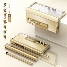 Cargar imagen en el visor de la galería, Samsung Z Fold5/Fold4/Fold3 Aluminum Alloy Case With Hinge Protective case & Pen Slot Free Stylus