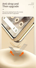 Cargar imagen en el visor de la galería, Electroplated Leather Google Pixel Fold Case with Dual Hinge Protective Screen Protector and Hidden Kickstand Pen Slot Free Stylus