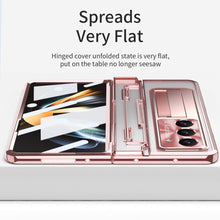Load image into Gallery viewer, Electroplated Clear PC Galaxy Z Fold5 Case with Front Screen Protector & Flat Hinge & Hidden Stand And Pen Slot and Free Stylus