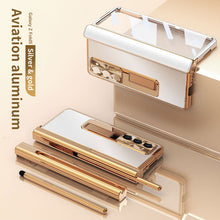 Cargar imagen en el visor de la galería, Samsung Z Fold5/Fold4/Fold3 Aluminum Alloy Case With Hinge Protective case & Pen Slot Free Stylus