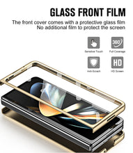 Load image into Gallery viewer, Leather Galaxy Z Fold5 Case with Front Screen Protector With Hidden Kick-Stand