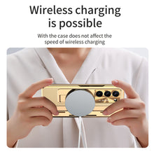 Cargar imagen en el visor de la galería, Plating Leather Galaxy Z Fold5 Case with Front Screen Protector & Flat Hinge Protection & Hidden Stand