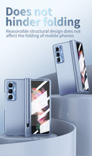 Cargar imagen en el visor de la galería, Electroplated Folding Case For Galaxy Z Fold5 With Double Hinge Protector and Free Stylus