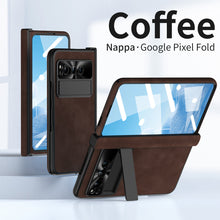 Carregar imagem no visualizador da galeria, Plain leather Google Pixel Fold Case folding anti-fall hinge all-inclusive protective case