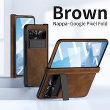 Carregar imagem no visualizador da galeria, Plain leather Google Pixel Fold Case folding anti-fall hinge all-inclusive protective case