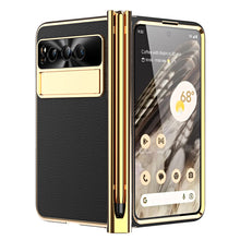 Lade das Bild in den Galerie-Viewer, Ultra-Thin Leather Google Pixel Fold shell anti-fall all-inclusive Case double pen slot hinge With Stylus