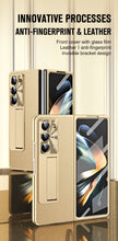 Load image into Gallery viewer, Leather Galaxy Z Fold5 Case with Front Screen Protector With Hidden Kick-Stand
