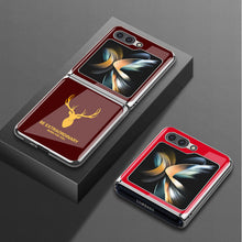 Cargar imagen en el visor de la galería, Simple Deer Head Samsung Z Flip5 Shell Electroplated Glass Protective Case