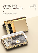 Cargar imagen en el visor de la galería, Electroplated Leather Google Pixel Fold Case with Dual Hinge Protective Screen Protector and Hidden Kickstand Pen Slot Free Stylus