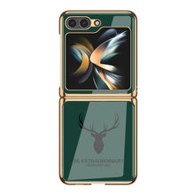 Cargar imagen en el visor de la galería, Simple Deer Head Samsung Z Flip5 Shell Electroplated Glass Protective Case