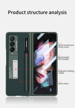 Carregar imagem no visualizador da galeria, Luxury Leather All-included Protection Cover For Samsung Galaxy Z Fold 3 Case Pen Holder Stander Plastic For Galaxy Z Fold3