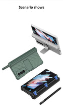 Cargar imagen en el visor de la galería, Magnetic Hinge Frame Pen Case Cover For Samsung Galaxy Z Fold 3 All-included Tempered Glass Plastic Case For Samsung Z Fold3