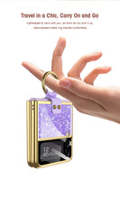 Cargar imagen en el visor de la galería, Shell Pattern Tempered Glass Case For Samsung Galaxy Z Flip 3 5G Plating Frame Ring hard Phone Cover For Galaxy Z Flip3 Case