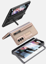 Carregar imagem no visualizador da galeria, Luxury Leather All-included Protection Cover For Samsung Galaxy Z Fold 3 Case Pen Holder Stander Plastic For Galaxy Z Fold3