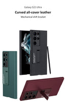 Cargar imagen en el visor de la galería, Carbon fiber Leather Stand Phone Case For Samsung Galaxy S22 Ultra All-included Protection Cover For Galaxy S22 Ultra Case