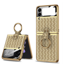 Load image into Gallery viewer, Electroplated Braided Leather Case For Samsung Galaxy Z Flip 3 5G Back Tempered Glass Phone Cover For Galaxy Z Flip3 Case