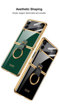 Load image into Gallery viewer, Tempered Glass Ring Case For Samsung Galaxy Z Flip 3 5G Luxury Back Screen Glass Plating Phone Cover For Galaxy Z Flip3 Case