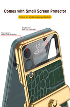 Charger l'image dans la galerie, Plating Magnetic Leather Case For Samsung Galaxy Z Flip 3 Case All-included Back Tempered Glass Hard For Galaxy Z Flip3 Case