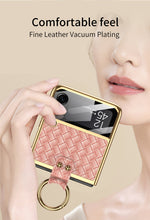 Load image into Gallery viewer, Electroplated Braided Leather Case For Samsung Galaxy Z Flip 3 5G Back Tempered Glass Phone Cover For Galaxy Z Flip3 Case