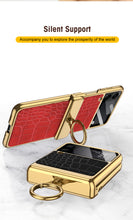 Charger l'image dans la galerie, Plating Magnetic Leather Case For Samsung Galaxy Z Flip 3 Case All-included Back Tempered Glass Hard For Galaxy Z Flip3 Case