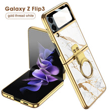 Carregar imagem no visualizador da galeria, Painted Tempered Glass Ring Stand Cover For Samsung Galaxy Z Flip Fold 3 2 Case Plating Frame For Galaxy Z Flip3 Fold3 CASE