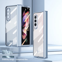 Load image into Gallery viewer, S Pen Fold Edition Case for Samsung Galaxy Z Fold 2 Z Fold 3 Pencil Slot Electroplating Clear Back Cover with Tempered Glass