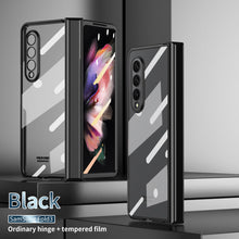 Load image into Gallery viewer, S Pen Fold Edition Case for Samsung Galaxy Z Fold 2 Z Fold 3 Pencil Slot Electroplating Clear Back Cover with Tempered Glass