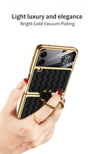 Load image into Gallery viewer, Electroplated Braided Leather Case For Samsung Galaxy Z Flip 3 5G Back Tempered Glass Phone Cover For Galaxy Z Flip3 Case