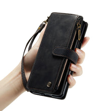 Load image into Gallery viewer, Leather Samsung Galaxy Z Fold4 5G Wallet Case With Lanyard Strap Wristlet Zipper Card Holder Case