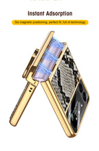 Charger l'image dans la galerie, Plating Magnetic Leather Case For Samsung Galaxy Z Flip 3 Case All-included Back Tempered Glass Hard For Galaxy Z Flip3 Case