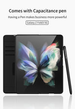 Carregar imagem no visualizador da galeria, Leather Weaving BV Grid Case For Samsung Galaxy Z Fold 3 5G Card Clip Slot Phone Cover For Galaxy Z Fold 3 Case Included Pen