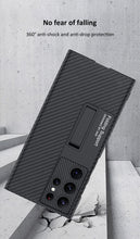 Cargar imagen en el visor de la galería, Carbon fiber Leather Stand Phone Case For Samsung Galaxy S22 Ultra All-included Protection Cover For Galaxy S22 Ultra Case
