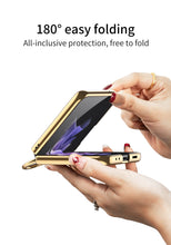 Load image into Gallery viewer, Electroplated Braided Leather Case For Samsung Galaxy Z Flip 3 5G Back Tempered Glass Phone Cover For Galaxy Z Flip3 Case