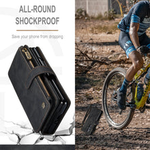 Load image into Gallery viewer, Leather Samsung Galaxy Z Fold4 5G Wallet Case With Lanyard Strap Wristlet Zipper Card Holder Case