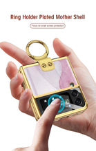 Carregar imagem no visualizador da galeria, Painted Tempered Glass Ring Stand Cover For Samsung Galaxy Z Flip Fold 3 2 Case Plating Frame For Galaxy Z Flip3 Fold3 CASE