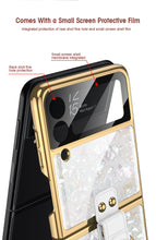 Cargar imagen en el visor de la galería, Shell Pattern Tempered Glass Case For Samsung Galaxy Z Flip 3 5G Plating Frame Ring hard Phone Cover For Galaxy Z Flip3 Case
