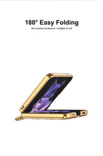 Load image into Gallery viewer, Tempered Glass Ring Case For Samsung Galaxy Z Flip 3 5G Luxury Back Screen Glass Plating Phone Cover For Galaxy Z Flip3 Case