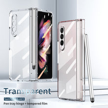 Load image into Gallery viewer, S Pen Fold Edition Case for Samsung Galaxy Z Fold 2 Z Fold 3 Pencil Slot Electroplating Clear Back Cover with Tempered Glass