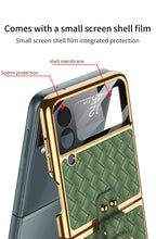 Load image into Gallery viewer, Electroplated Braided Leather Case For Samsung Galaxy Z Flip 3 5G Back Tempered Glass Phone Cover For Galaxy Z Flip3 Case