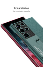 Cargar imagen en el visor de la galería, Carbon fiber Leather Stand Phone Case For Samsung Galaxy S22 Ultra All-included Protection Cover For Galaxy S22 Ultra Case