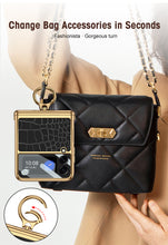 Cargar imagen en el visor de la galería, Magnetic Hinge Leather Texture Cover For Samsung Galaxy Z Flip 3 Case Back Screen Glass Plating Hard For Galaxy Z Flip3 Case