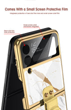 Carregar imagem no visualizador da galeria, Painted Tempered Glass Ring Stand Cover For Samsung Galaxy Z Flip Fold 3 2 Case Plating Frame For Galaxy Z Flip3 Fold3 CASE