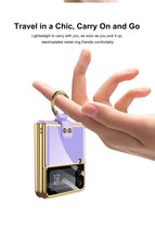Load image into Gallery viewer, Tempered Glass Ring Case For Samsung Galaxy Z Flip 3 5G Luxury Back Screen Glass Plating Phone Cover For Galaxy Z Flip3 Case