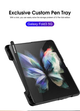 Carregar imagem no visualizador da galeria, Frosted Translucent Case For Samsung Galaxy Z Fold 3 5G Magnetic Holder TPU Frame Hard Back Cover For Galaxy Z Fold3 5G Case