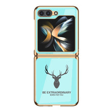 Cargar imagen en el visor de la galería, Simple Deer Head Samsung Z Flip5 Shell Electroplated Glass Protective Case