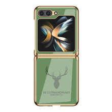 Cargar imagen en el visor de la galería, Simple Deer Head Samsung Z Flip5 Shell Electroplated Glass Protective Case