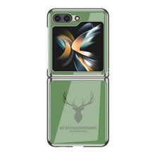 Cargar imagen en el visor de la galería, Simple Deer Head Samsung Z Flip5 Shell Electroplated Glass Protective Case